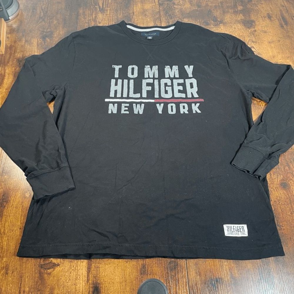 Mens Tommy Hilfiger New York Long Sleeve T-Shirt Black Size XXL
